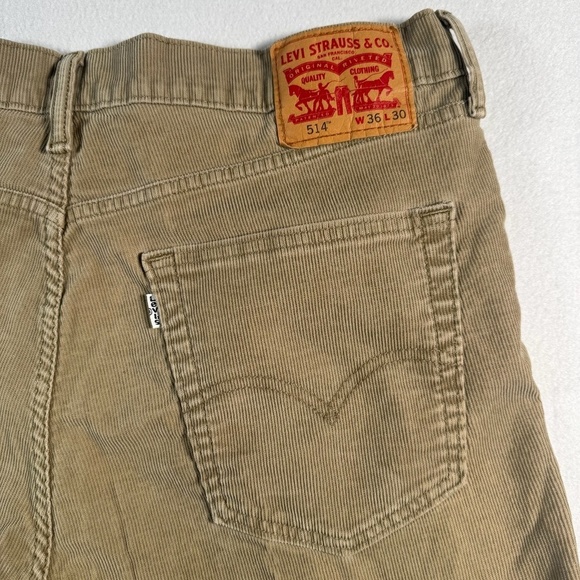 Levis Jeans Mens 36 Tan Corduroy Straight Mid Rise - Picture 11 of 12